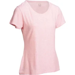 T-shirt Regular Fitness Femme - 500 Essentials Rose Chiné -Sportmania 8380816