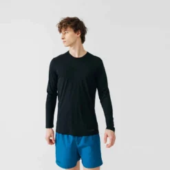 Kalenji Men's Running Breathable Long-Sleeved T-shirt Sun Protect - Black -Sportmania 8398867