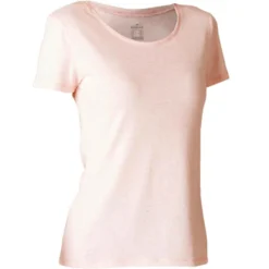 T-shirt Regular Fitness Femme - 500 Essentials Rose Chiné -Sportmania 8504547