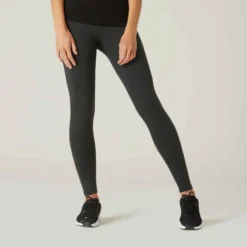 Legging Fitness Long Coton Extensible Ceinture Basse Femme - Salto Noir -Sportmania 8511783