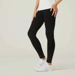 Legging Fitness Long Coton Extensible Ceinture Basse Femme - Salto Noir -Sportmania 8511784