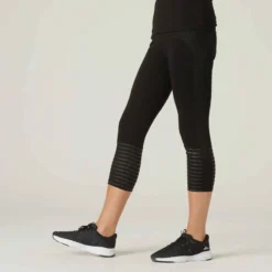 Legging Fitness 7/8 Coton Extensible Court Et Gainant Femme - Gris Violacé -Sportmania 8512211
