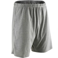 Short Fitness Homme Coton Droit Avec Poche Clés - 100 Gris Court -Sportmania 8512717