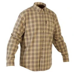 Chemise Chasse Coton Manches Longues Respirant Homme - 100 à Carreaux Blanc. -Sportmania 8514529