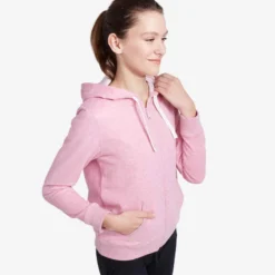 Sweat Zippé à Capuche Fitness Femme - 500 Bleu D'orage -Sportmania 8539072