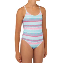 MAILLOT DE BAIN 1 PIECE FILLE 100 MIXLIFE JAUNE -Sportmania 8540183