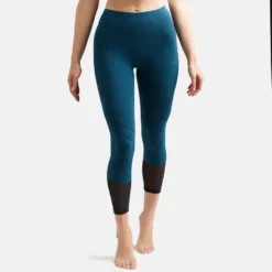 Legging Court De Sport Taille Haute 520 Femme 7/8 En Coton Bleu Canard Printé -Sportmania 8550372