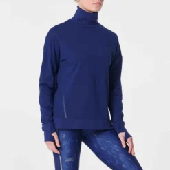 Kalenji T-SHIRT MANCHES LONGUES FEMME DE RUNNING RUN DRY+ BLEU -Sportmania 8550624