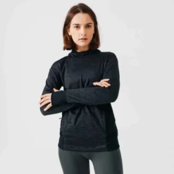 Kalenji Sweat Running à Capuche Femme - Warm Vert -Sportmania 8550679