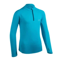 MAILLOT MANCHES LONGUES ENFANT 1/2 ZIP CHAUD - KIPRUN WARM BLEU MARINE -Sportmania 8552557