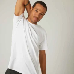 T-shirt Fitness Manches Courtes Coton Extensible Col Rond Homme Noir -Sportmania 8561997