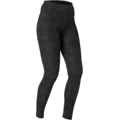 Legging Fitness Long Coton Extensible Femme - Fit+ Bordeaux Avec Imprimé -Sportmania 8572741