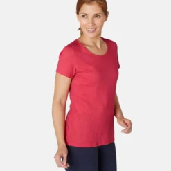 T-shirt Regular Fitness Femme - 500 Essentials Rose Chiné -Sportmania 8572864