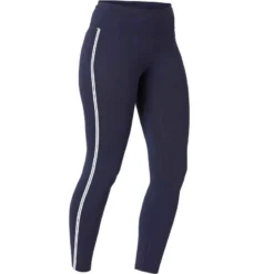 Legging Court De Sport Taille Haute 510 Femme 7/8 En Coton Bleu Marine -Sportmania 8573110