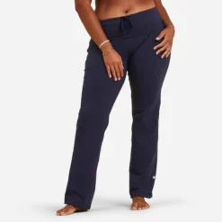 PANTALON COTON YOGA FEMME ECO-CONCU MARINE -Sportmania 8574058