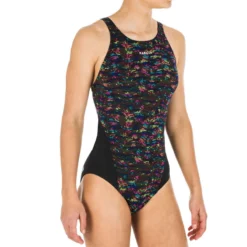 Maillot De Bain Une Pièce De Natation Fille Kamiye Print Fire Noir / Jaune -Sportmania 8601656
