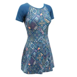 Maillot De Bain De Natation Femme Une Pièce Jupet Una Short Sleeve BLUE PRINT -Sportmania 8607195