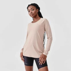 Kalenji T-shirt Manches Longues Running Anti-UV Femme - Sum Protect Long Beige -Sportmania 8607348