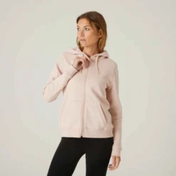 Sweat Zippé à Capuche Fitness Femme - 500 Bleu D'orage -Sportmania 8643740