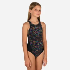 Maillot De Bain Une Pièce De Natation Fille Kamiye Print Fire Noir / Jaune -Sportmania 8645703