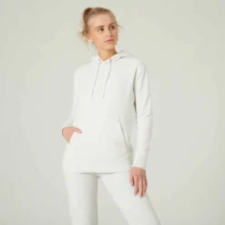 Sweat à Capuche Long Fitness Femme - 500 Essentials Gris -Sportmania 8645875