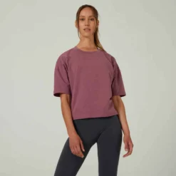 T-shirt Loose Fitness Femme - 520 Violet Raisin -Sportmania 8665575