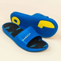 Sandale Claquette Piscine Enfant SLAP 500 PRINT Croco Bleu Noir -Sportmania 8668538