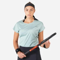 Artengo T-Shirt Tennis Col Rond Dry Soft Femme - Dry 500 Vert De Gris -Sportmania 8669413