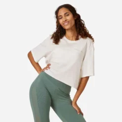 T-shirt Crop Top Fitness Femme - 520 Marron Sépia -Sportmania 8670170