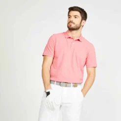 Polo De Golf Manches Courtes Homme MW500 Noisette -Sportmania 8732661