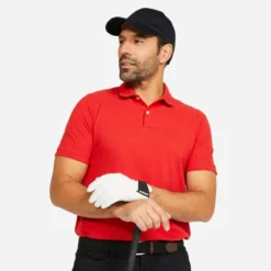 Polo De Golf Manches Courtes Homme MW500 Noisette -Sportmania 8732662