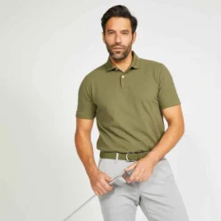 Polo De Golf Manches Courtes Homme MW500 Noisette -Sportmania 8732675