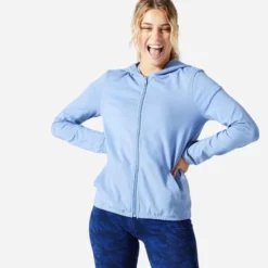 Sweat Zippé Fitness Femme - 100 Bleu Indigo -Sportmania 8736713