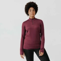 Kalenji T-shirt Manches Longues Chaud Running Femme - Zip Warm Violet -Sportmania 8750023