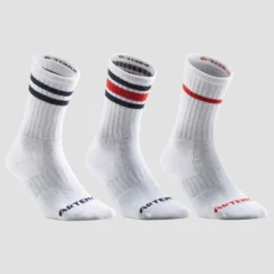 CHAUSSETTES DE TENNIS HAUTES ARTENGO RS 500 BLANC RETRO LOT DE 3 -Sportmania 8755927