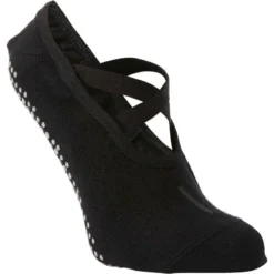 Chaussettes Ballerines Antidérapantes Fitness Coton Femme - 500 Noir