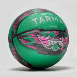 Ballon De Basketball Taille 6 - R500 Vert Violet -Sportmania ballon de basket r500 taille 6 jaune pour fille garcon et femme pour debuter 3