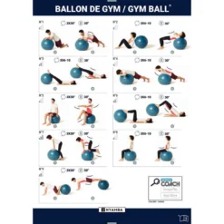 GYM BALL PILATES RÉSISTANT TAILLE 2 / 65 Cm - TURQUOISE -Sportmania ballon de gym resistant taille 2 slash 65 cm fitness bordeaux 6