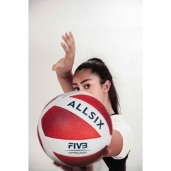 Ballon De Volley-ball V900 Blanc/rouge -Sportmania ballon de volley ball fivb v900 blancslashrouge 2