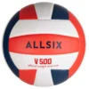 Ballon De Volley-ball V500 Blanc, Bleu Et Rouge