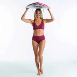 Bas De Maillot De Bain De Surf Femme Taille Haute ROMI ROUGE BORDEAUX -Sportmania bas de maillot de bain de surf femme taille haute romi marin blanc gris fonce 9