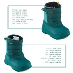 WEDZE Bottes De Neige Bébé, Après Ski Bébé WARM Turquoises -Sportmania bottes de neige bebe apres ski bebe warm turquoises 6