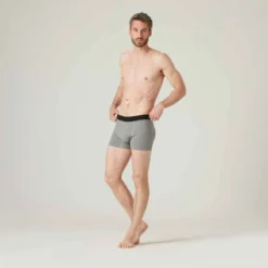 Boxer Fitness Slim Coton Majoritaire - 500 Gris Chiné -Sportmania boxer 500 homme bordeaux 2