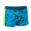 Boxer De Bain Natation Garçon - Yokob - Bleu Sombre / Vert Fluo