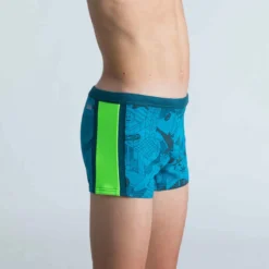 Boxer De Bain Natation Garçon - Yokob - Bleu Sombre / Vert Fluo -Sportmania boxer de bain natation garcon yokob bleu sombre slash vert fluo 2