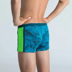 Boxer De Bain Natation Garçon - Yokob - Bleu Sombre / Vert Fluo -Sportmania boxer de bain natation garcon yokob bleu sombre slash vert fluo 3