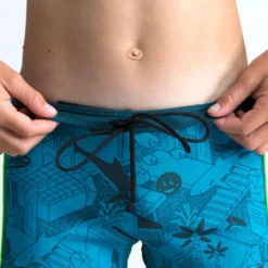 Boxer De Bain Natation Garçon - Yokob - Bleu Sombre / Vert Fluo -Sportmania boxer de bain natation garcon yokob bleu sombre slash vert fluo 4