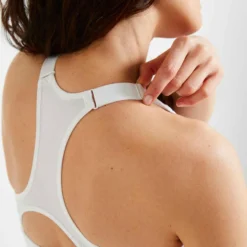 Brassière Fitness Maintien élevé 900 Blanche -Sportmania brassiere fitness cardio training femme imprime blanc et bleu 900 3