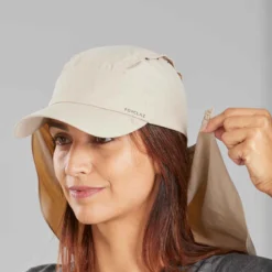CASQUETTE ANTI-UV AVEC PROTECTION NUQUE - MT900 - BEIGE -Sportmania casquette trek 900 anti uv avec protection nuque amovible beige 3