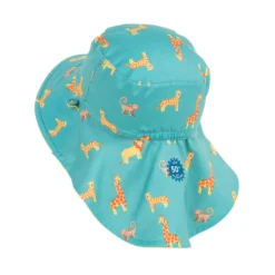 Chapeau Anti UV Bébé Réversible Jaune Et Bleu Imprimé SAVANE -Sportmania chapeau anti uv bebe reversible bleu et imprime palmiers 7